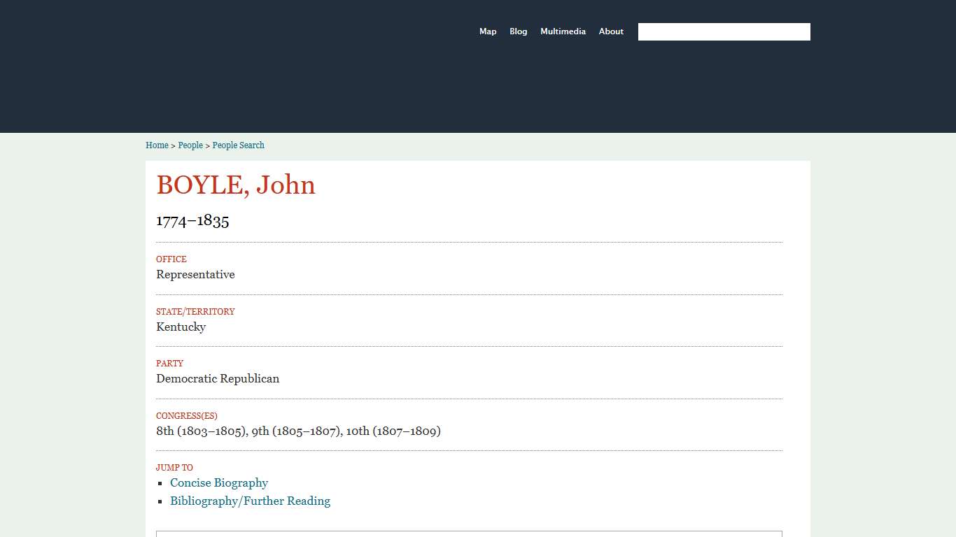 BOYLE, John US House of Representatives: History, Art & Archives